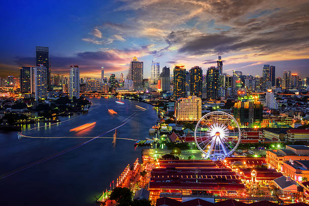 Bangkok cityscape. Bangkok night view in the business district. at twilight